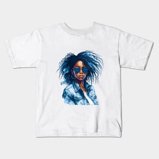 Watercolor illustration Vector of A Beautiful Black Girl Kids T-Shirt